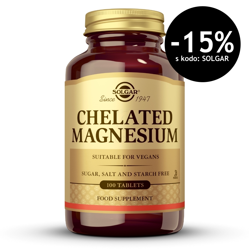 Solgar, kelirani magnezij - tablete (100 tablet)